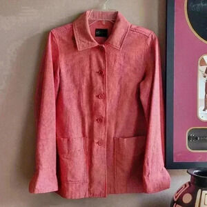 GF Collection Women's Sweater Size Medium Long Sleeve Pink Coral Pockets